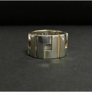 Authentic Gucci Ring G Logo Square Link Heavy Sterling Silver 925 Band size 6.5